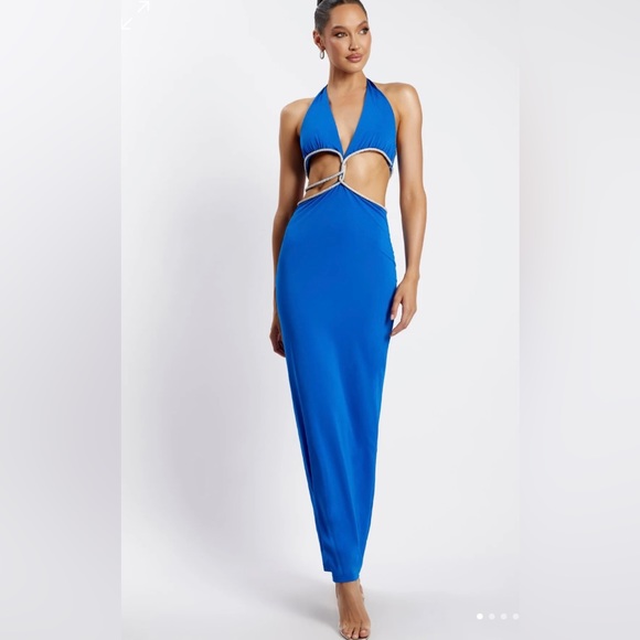 Meshki Diamante Cut Out Maxi Dress - Cobalt Blue - Picture 1 of 4